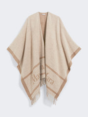 Jacquard wool poncho - Beige