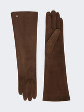 Long suede nappa gloves - Brown