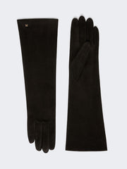 Long suede nappa gloves - Black