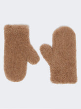 Mittens in alpaca and cashmere Teddy fabric - Bronze