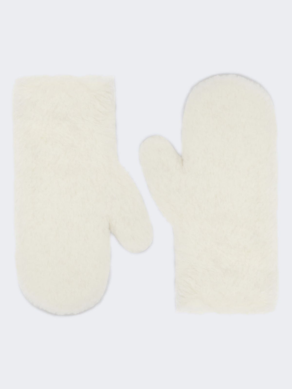 Mittens in alpaca and wool Teddy fabric - Optical white