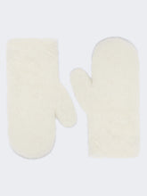 Mittens in alpaca and wool Teddy fabric - Optical white