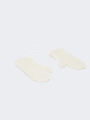 Mittens in alpaca and wool Teddy fabric - Optical white