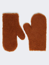 Mittens in alpaca and wool Teddy fabric - Brown bronze