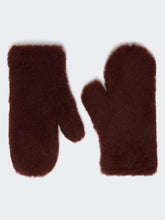 Mittens in alpaca and wool Teddy fabric - Red purple