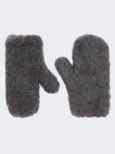 Mittens in wool and alpaca Teddy fabric - Medium grey