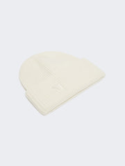 Rib-knit cashmere beanie hat - White