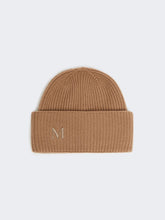 Rib-knit cashmere beanie hat - Camel
