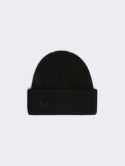 Rib-knit cashmere beanie hat - Black