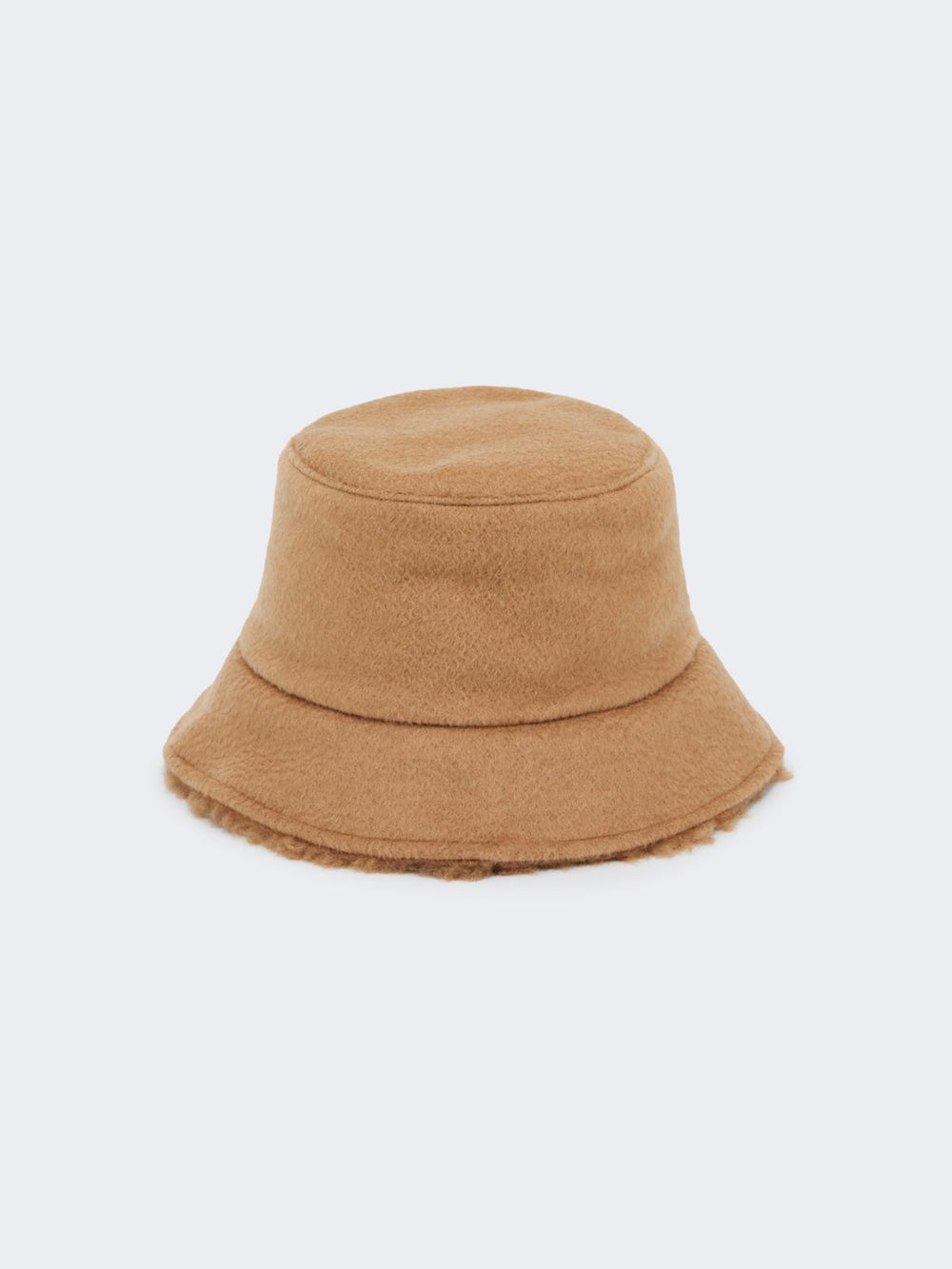 Reversible camel and Teddy fabric cloche hat - Camel