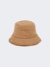 Reversible camel and Teddy fabric cloche hat - Camel