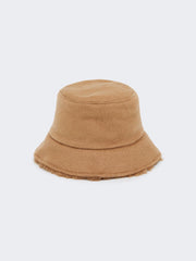 Reversible camel and Teddy fabric cloche hat - Camel