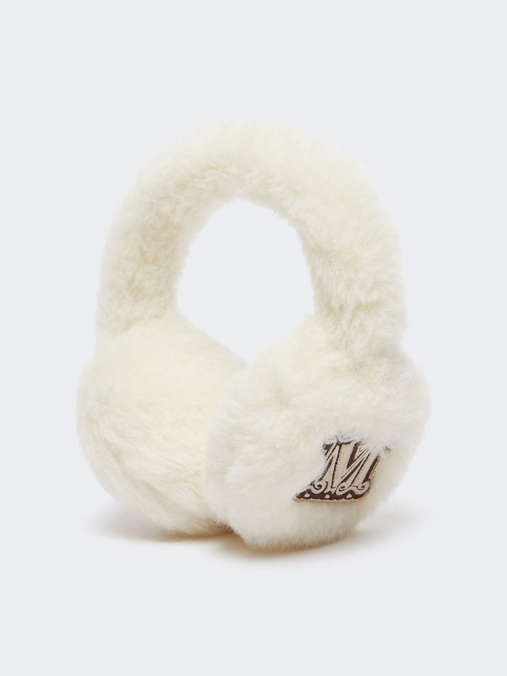 Alpaca and wool Teddy fabric earmuffs - Optical white