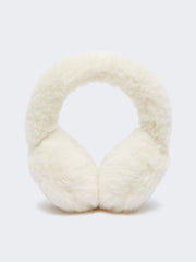 Alpaca and wool Teddy fabric earmuffs - Optical white