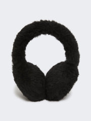 Alpaca and wool Teddy fabric earmuffs - Black