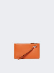 Wrist-strap leather pouch - Tangerine