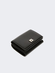 Leather tri-fold purse - Black