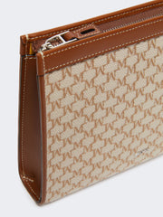 Cotton jacquard small pouch - Hazelnut brown