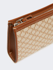 Cotton jacquard extra small pouch - Hazelnut brown