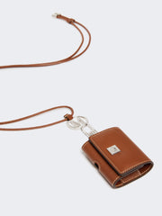 Leather earphone pouch - Amber brown