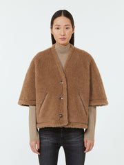 Alpaca and cashmere Teddy cape - Bronze