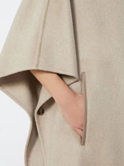 Long cape in cashmere drap - Sand