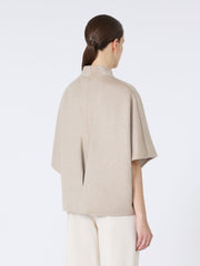 Long cropped cape in cashmere drap - Sand