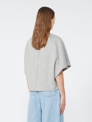 Long cropped cape in cashmere drap - Medium grey