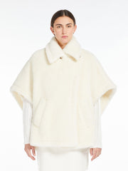 Cape in alpaca and wool Teddy fabric - Optical white