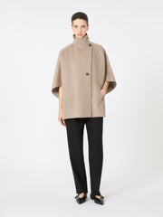 Lightweight cashmere broadcloth cape - Beige