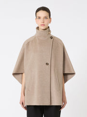 Lightweight cashmere broadcloth cape - Beige