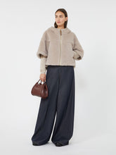 Alpaca and wool Teddy fabric boxy cape - Beige