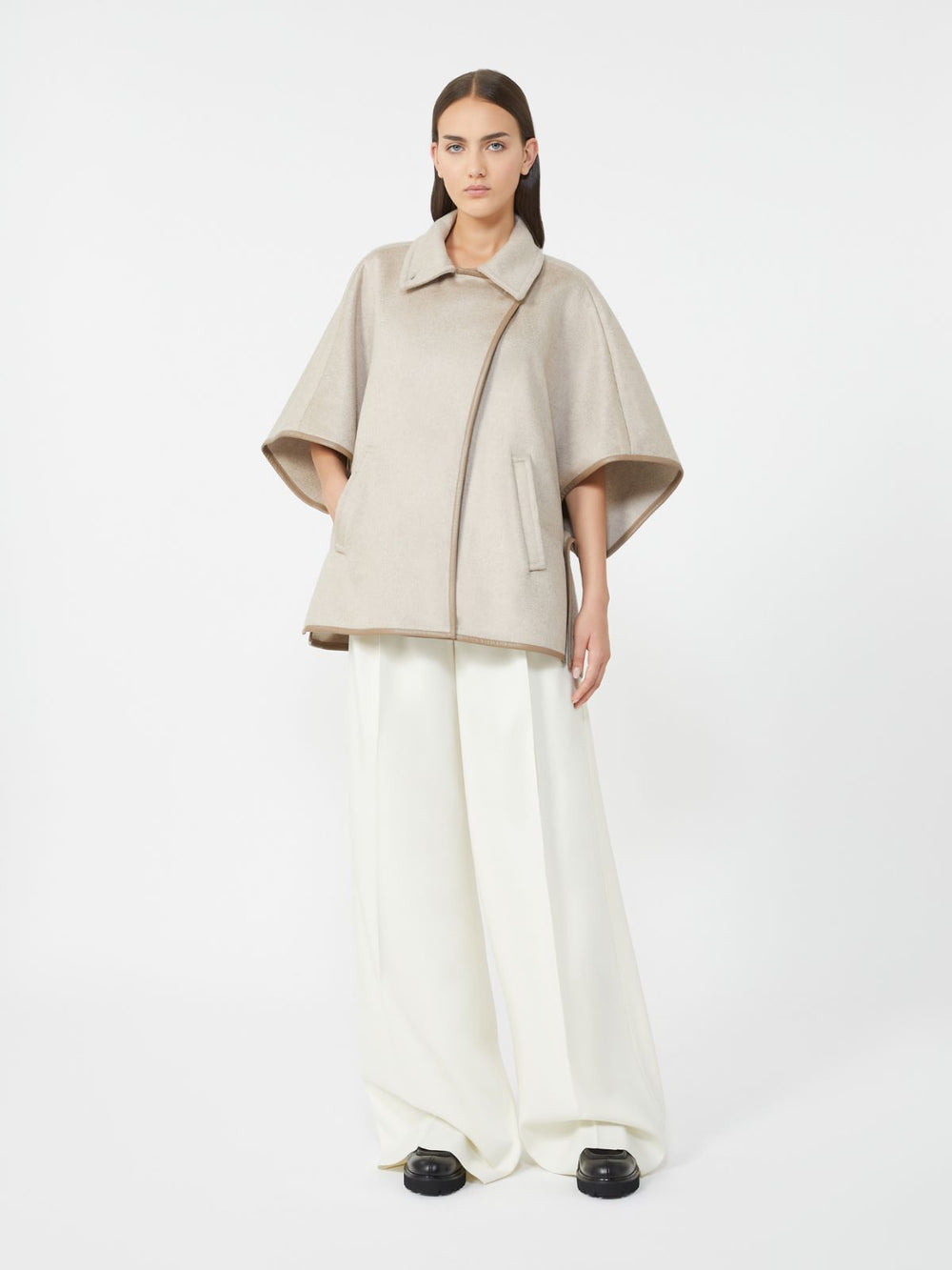 Cashmere zibeline cape - Beige