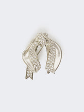 Bow brooch with rhinestones - Silver