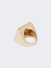 Square ring with logo - Gold