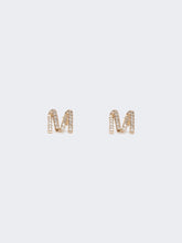 Monogram earrings with rhinestones - Bronze