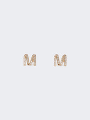 Monogram earrings with rhinestones - Bronze