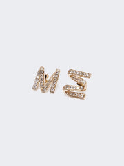 Monogram earrings with rhinestones - Bronze