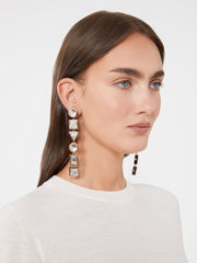 Pendant earrings with crystals - Bronze