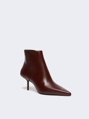 Zip-up leather ankle boots - Bordeaux