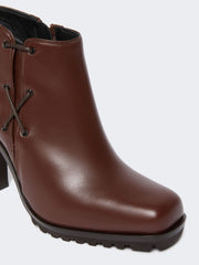 Smooth leather booties - Cocoa