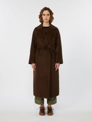 Long wool and alpaca coat - Chocolate