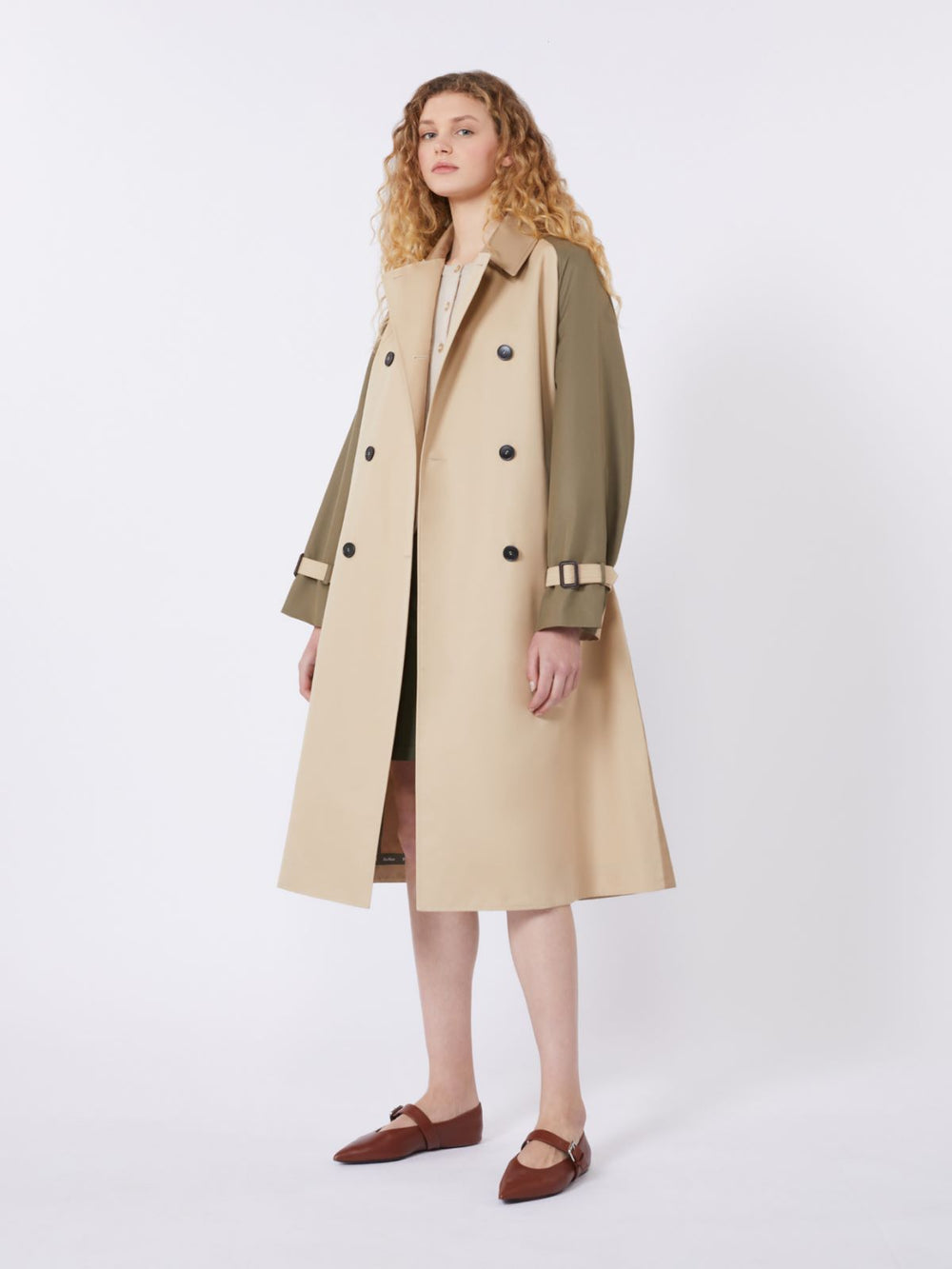Reversible water-repellent gabardine trench coat - Beige