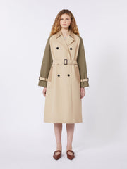 Reversible water-repellent gabardine trench coat - Beige