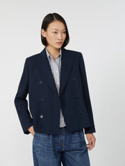 Double-breasted gabardine jacket - Navy
