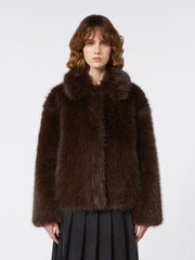 Soft-feel cropped jacket - Dark bown