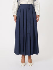 Pleated cotton skirt - Navy
