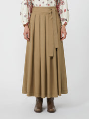 Pleated cotton skirt - Desert