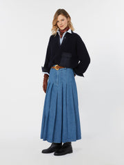 Cotton denim skirt - Navy