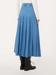 Cotton denim skirt - Navy